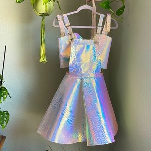 Holographic | Faux Snake Skin | Circle Skirt and Crop Top Set ✨